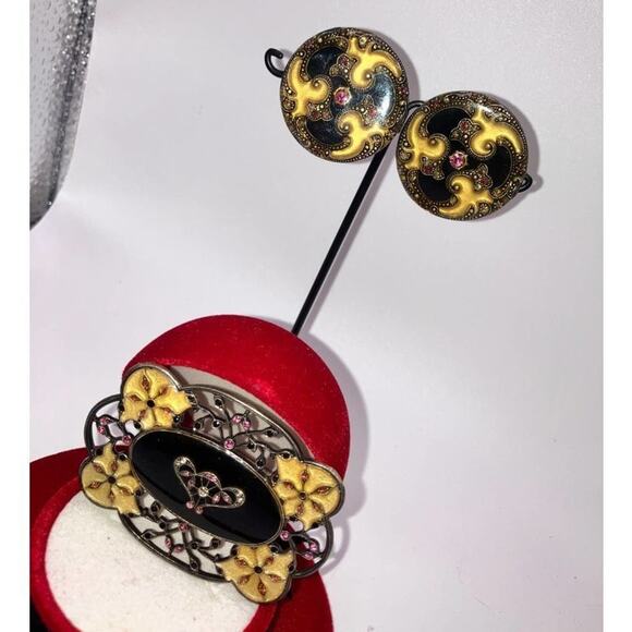 Antique Art Deco Brooch and Clip-On Earrings Matching Set! - Picture 6 of 10